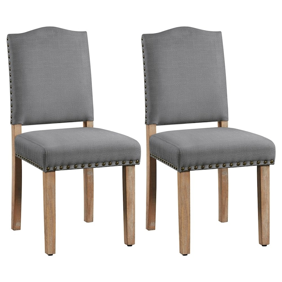 image 1 of Yaheetech Set of 2 Upholstered Kitchen Chairs Dining Room Chairs | Grey | Dark Grey