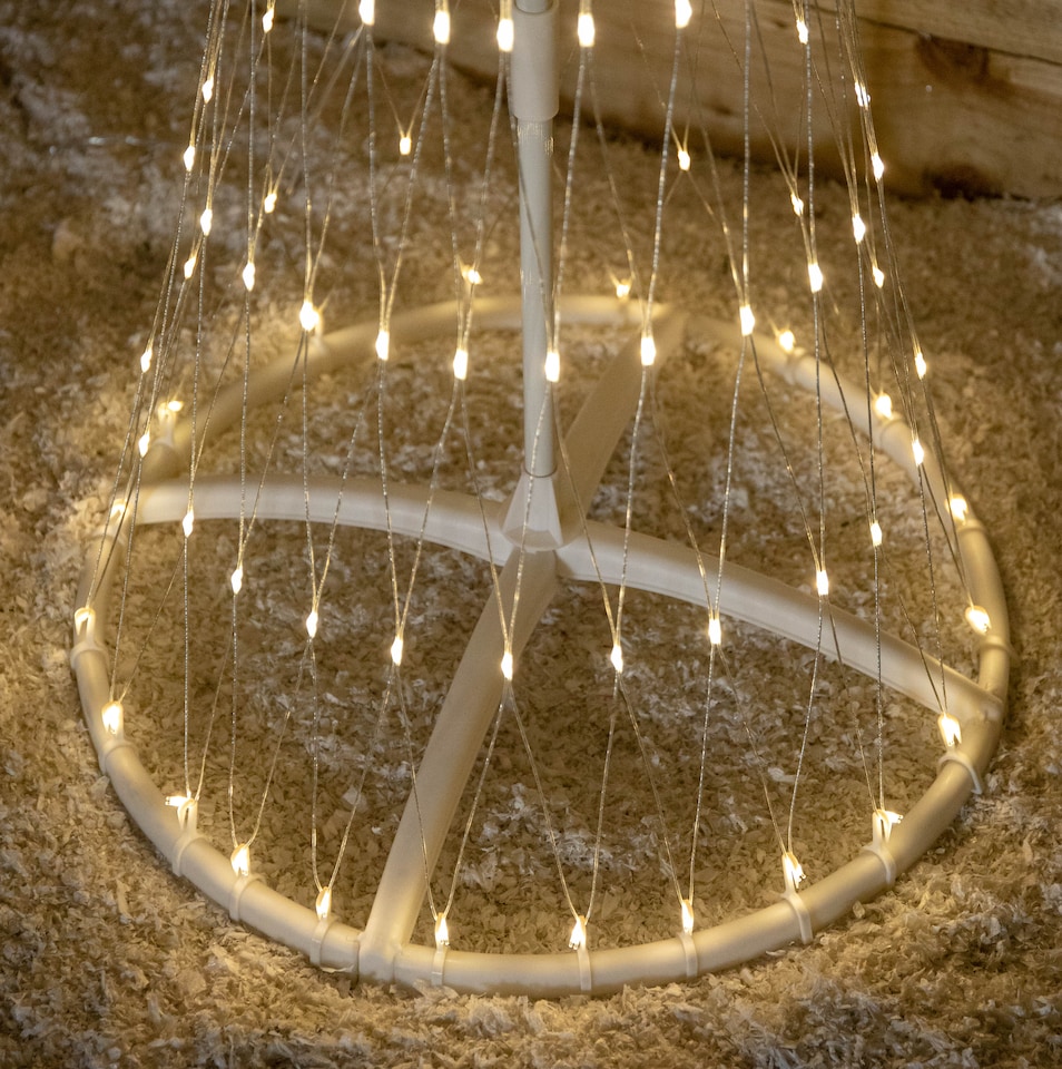 image 1 of 1.35m Light up Christmas Cone Tree with 160 Warm White LEDs and Timer Function