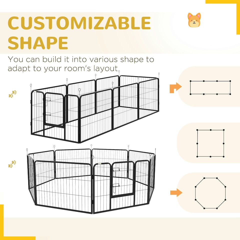 image 1 of Pawhut Pet Pen Guinea Dog Pig Puppy Playpen Play House Steel Hutch Metal Grey
