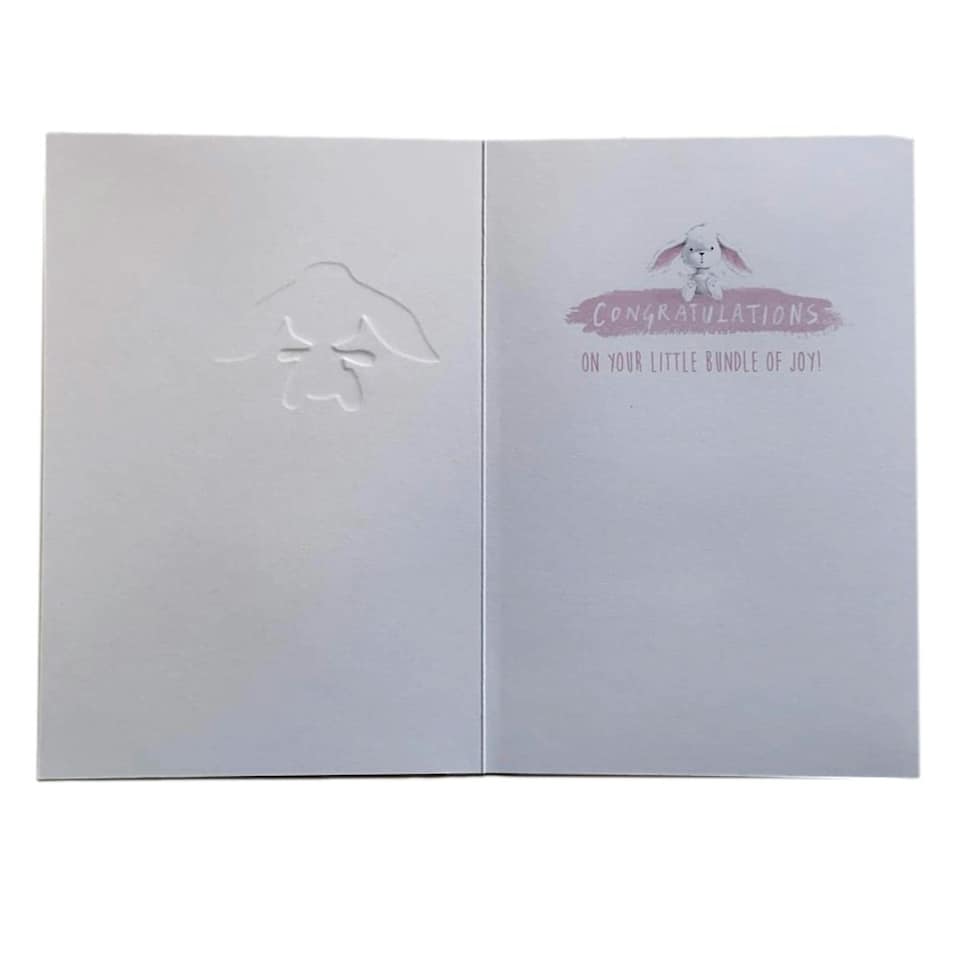 image 1 of A New Baby Girl Cute Bunny Design Congratulations Card