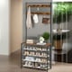image 3 of Coat Rack Stand With 5 Tier Shoe Bench One Size
