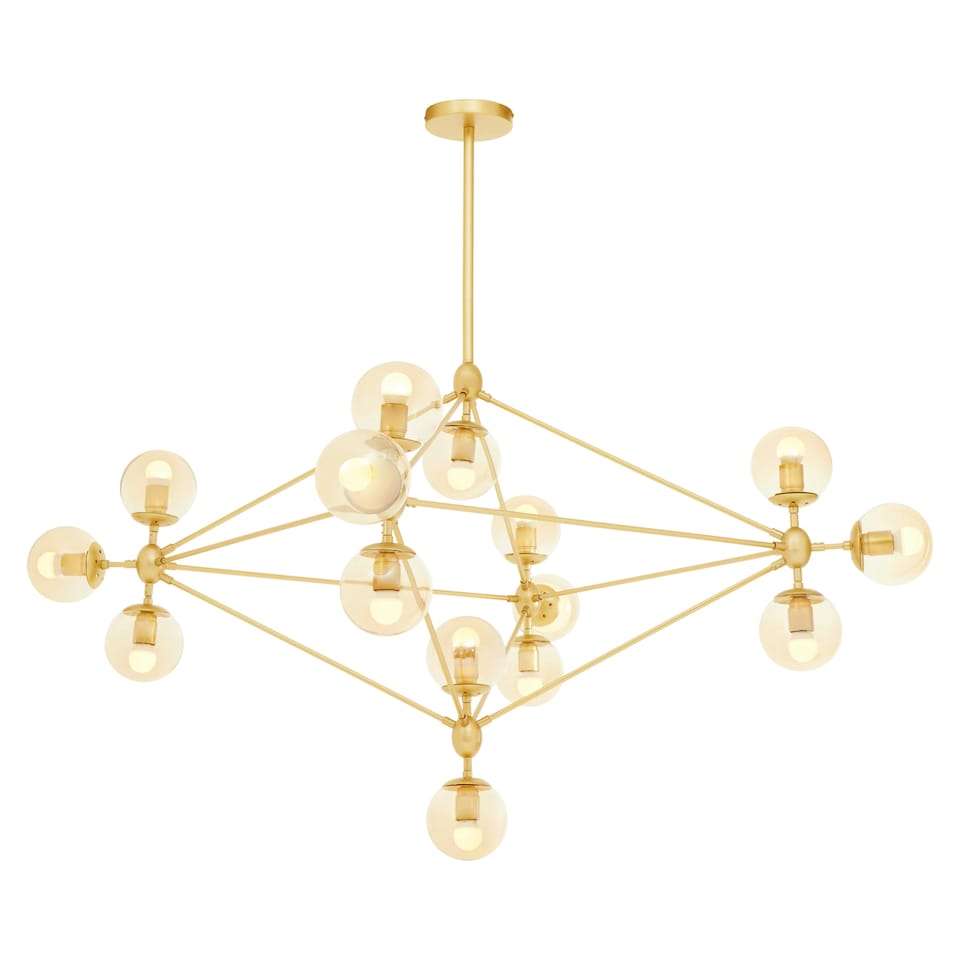 image 1 of Interiors by Premier Modern Fifteen Arm Gold Finish Pendant Light, Industrial Molecular Multi Bulb Ceiling Fixture, Chandelier