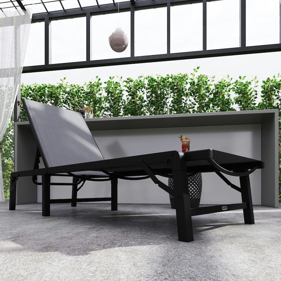image 1 of Outsunny Folding Sun Lounger Set of 2, 5-Position Reclining Sun Bed 
