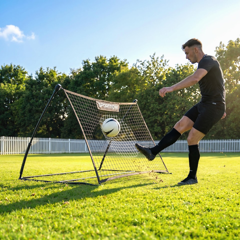 image 1 of SPORTNOW Football Rebounder Net with Carry Bag and Ground Stakes
