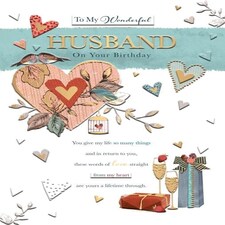 Words 'n' Wishes Traditional Husband Birthday Card, Birthday Card for Husband, Multi-Coloured