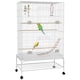 image 1 of PawHut Bird Cage with Stand, Wheels, Toys, for Budgies, Finches, White
