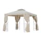 image 1 of Outsunny 3 x 3 m Garden Gazebo Double Roof Marquee Patio Wedding Party Tent Canopy Shelter with Sidewalls Beige