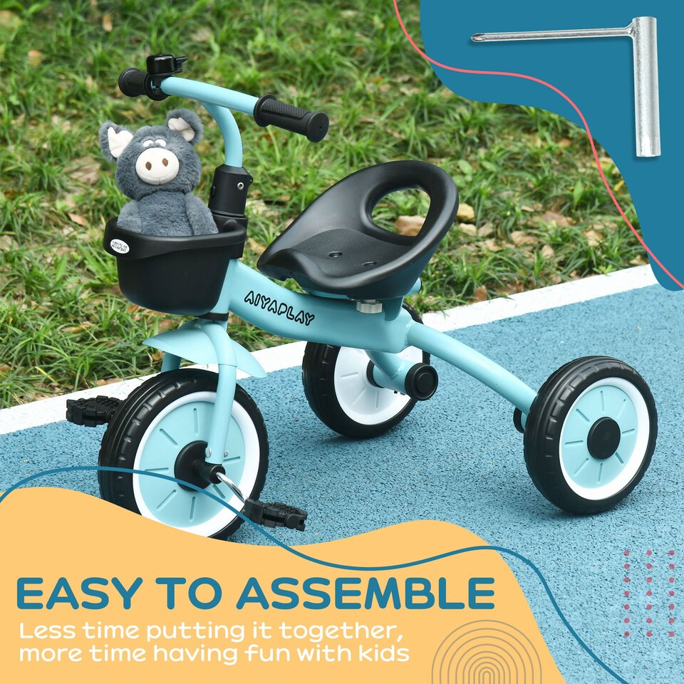 image 1 of AIYAPLAY Trike With Adjustable Seat Basket, Kids Tricycle for 2-5 Years Old, Blue