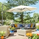 image 2 of Outsunny 3 x 3(m) Cantilever Parasol Garden Umbrella with Base White