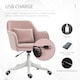 image 4 of Vinsetto Velvet Office Chair, Desk Chair, Makeup Vanity Chair with Massage Lumbar Pillow and Rolling Wheels for Bedroom and Home, Pink