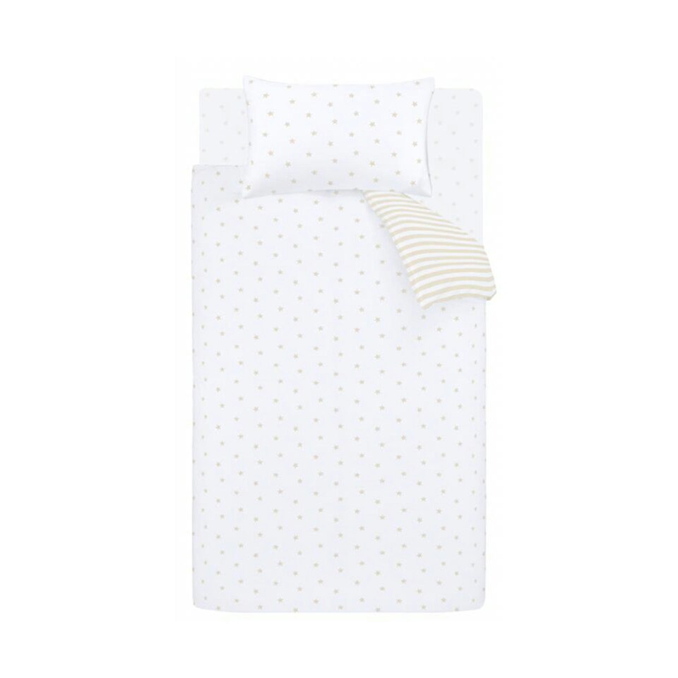 image 1 of Bianca Mini Star & Stripes Reversible Cotton Duvet Cover Set Natural Cream | Natural | Toddler