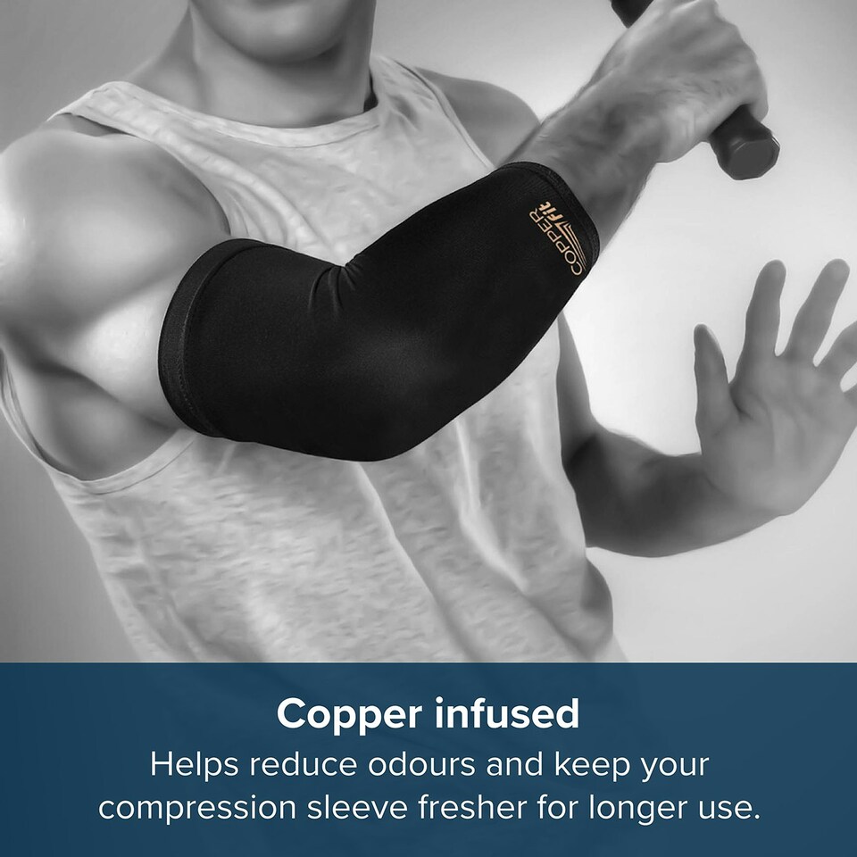 image 1 of Copper Fit Freedom Elbow Compression Sleeve (Medium) Black | M