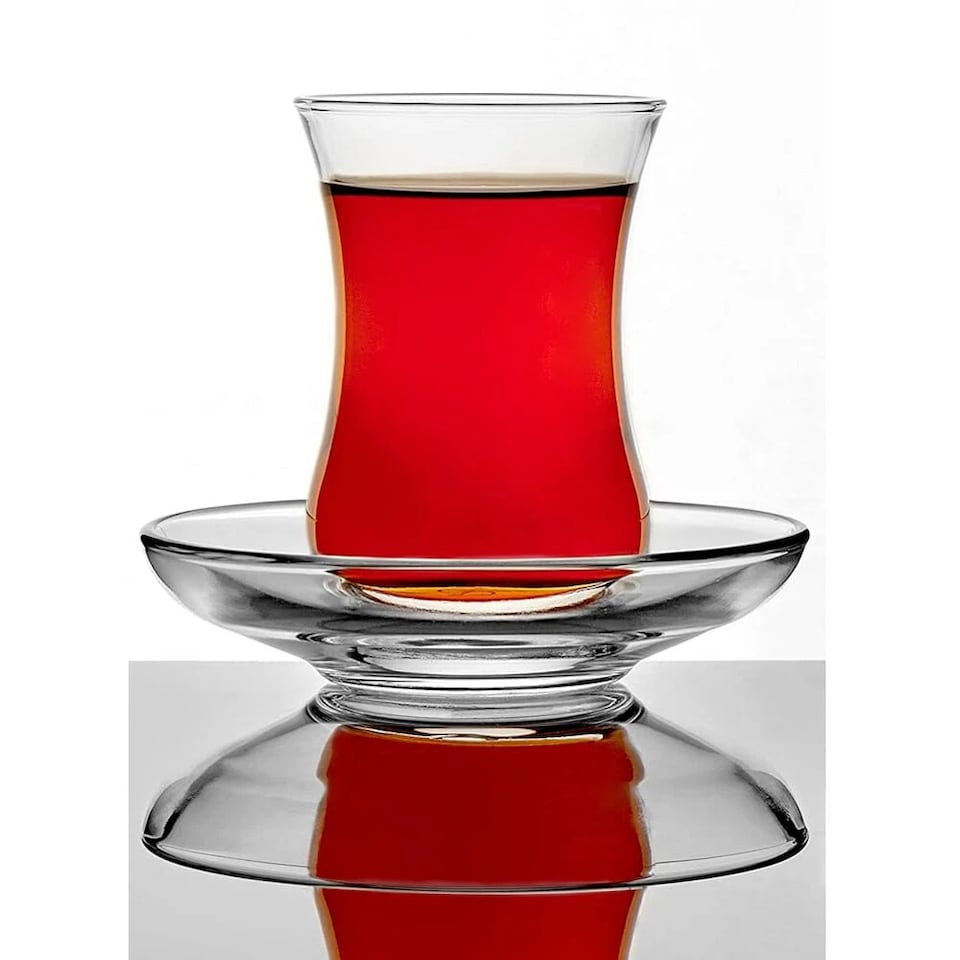 image 1 of 6 Pcs 120ml Glass Tea Cup & Saucer Set Coffee Cuppa Breakfast Gift Set