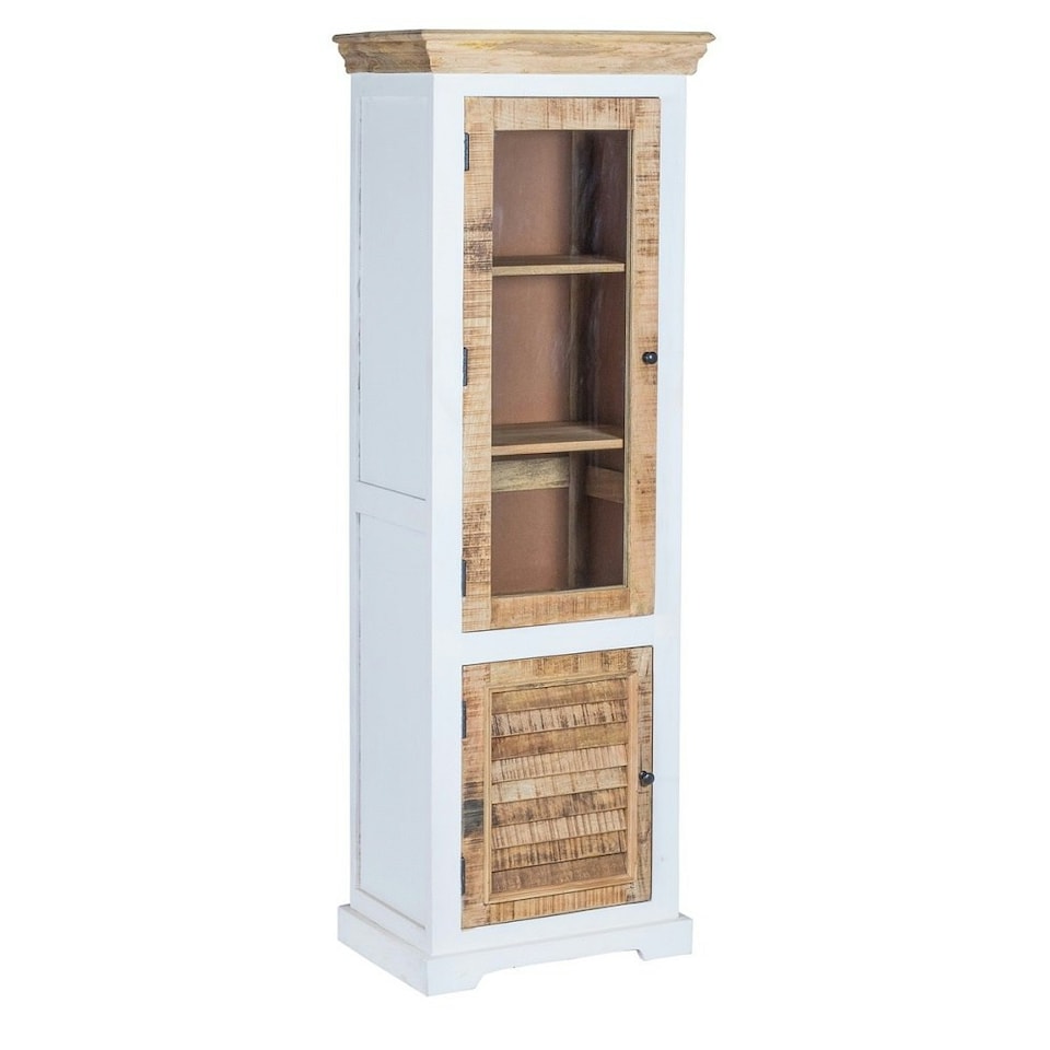 image 1 of Oscar Wood Bookcase/Display Cabinet – 3 Shelves & 1 Door Brown