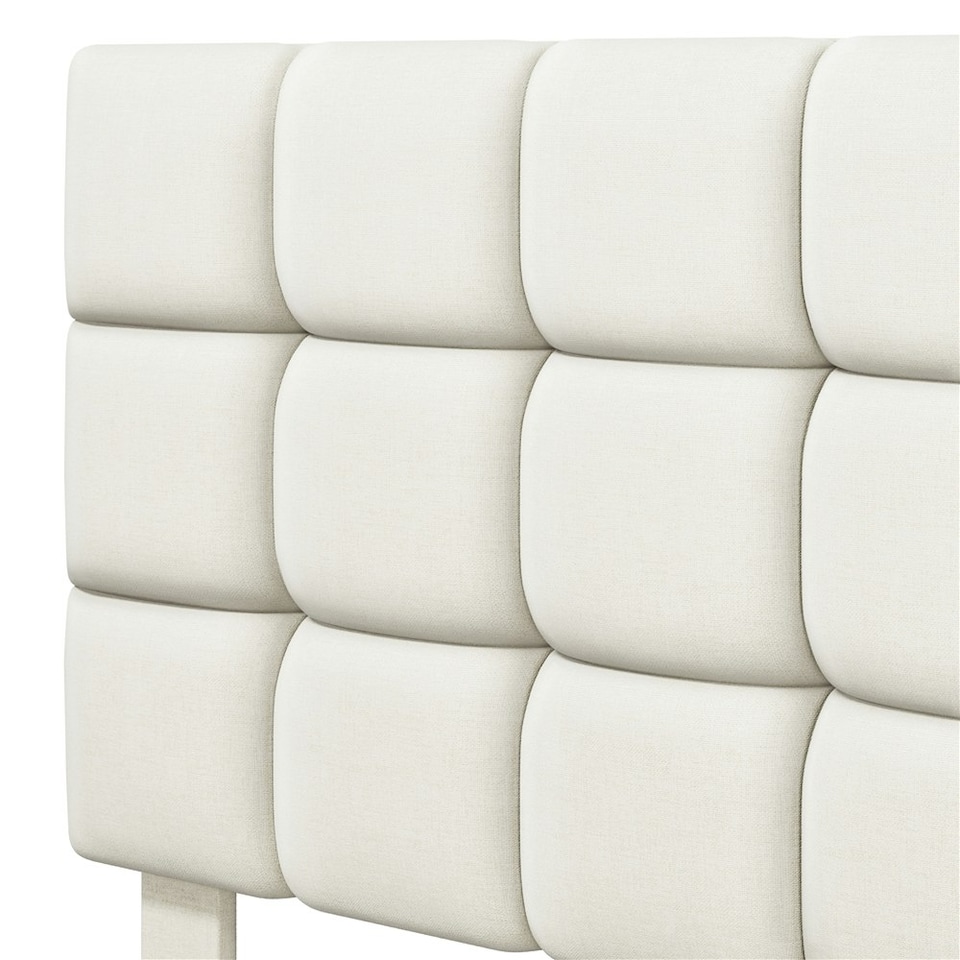 image 1 of Yaheetech 135 cm W x 190 cm L Upholstered Bed Frame Beige