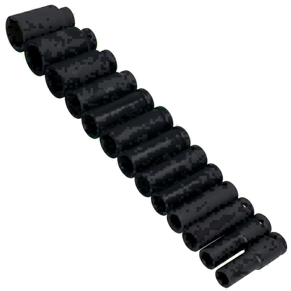 image 1 of 1/2in Drive Metric Deep Impact Impacted Sockets 6 Sided 13mm - 32mm 13pc