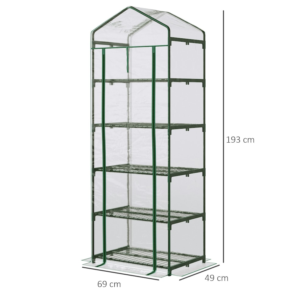 image 1 of Outsunny Mini Greenhouse Outdoor Flower Stand PVC Cover Portable