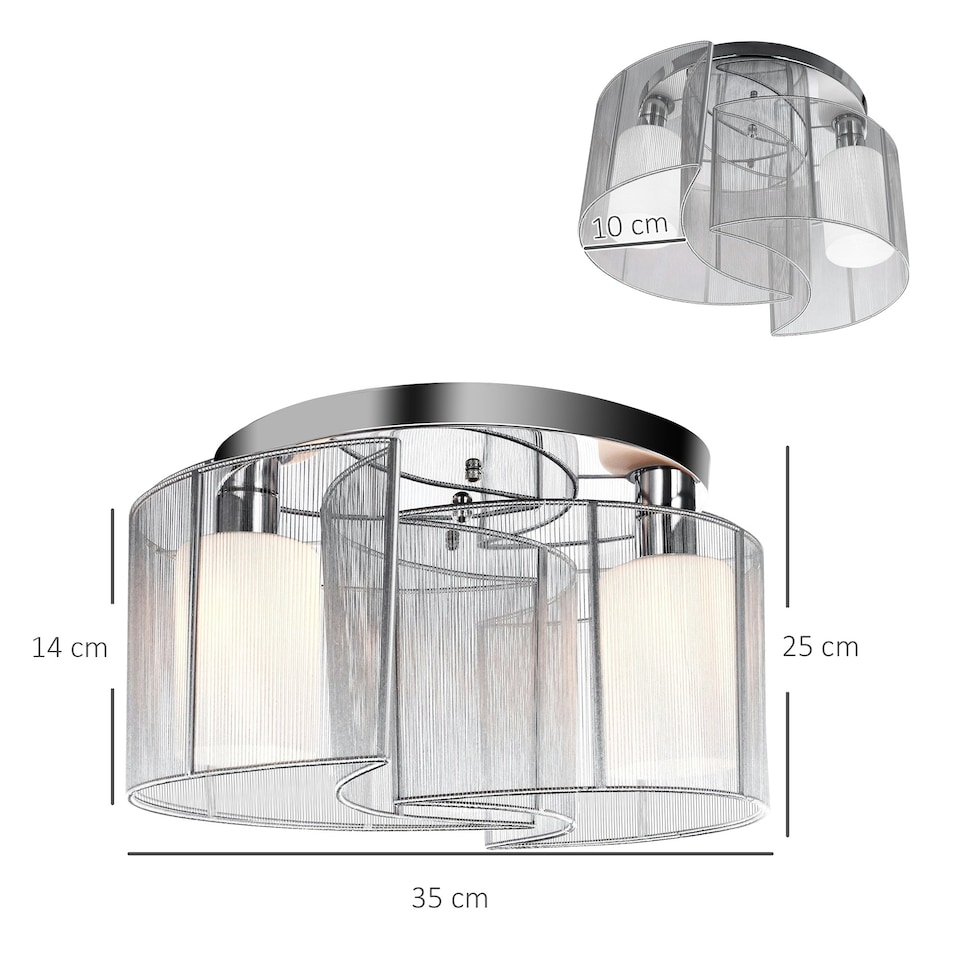 image 1 of HOMCOM Semi-Flush Mount Ceiling Light w/ Metal Base for Living Room Dining Room