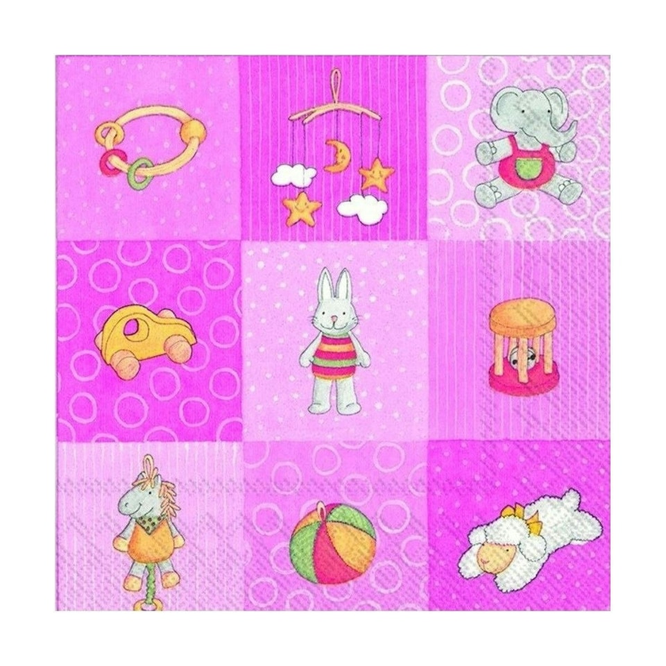 IHR Lunch Napkins Babies Toys Rose 33cm 3ply 20 Pack