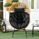 image 7 of Outsunny Garden Egg Chair with 14cm Thick Seat Cushion, PE Rattan Leisure Chair with Comfortable Headrest, Adjustable Feet, Steel Frame, Sand