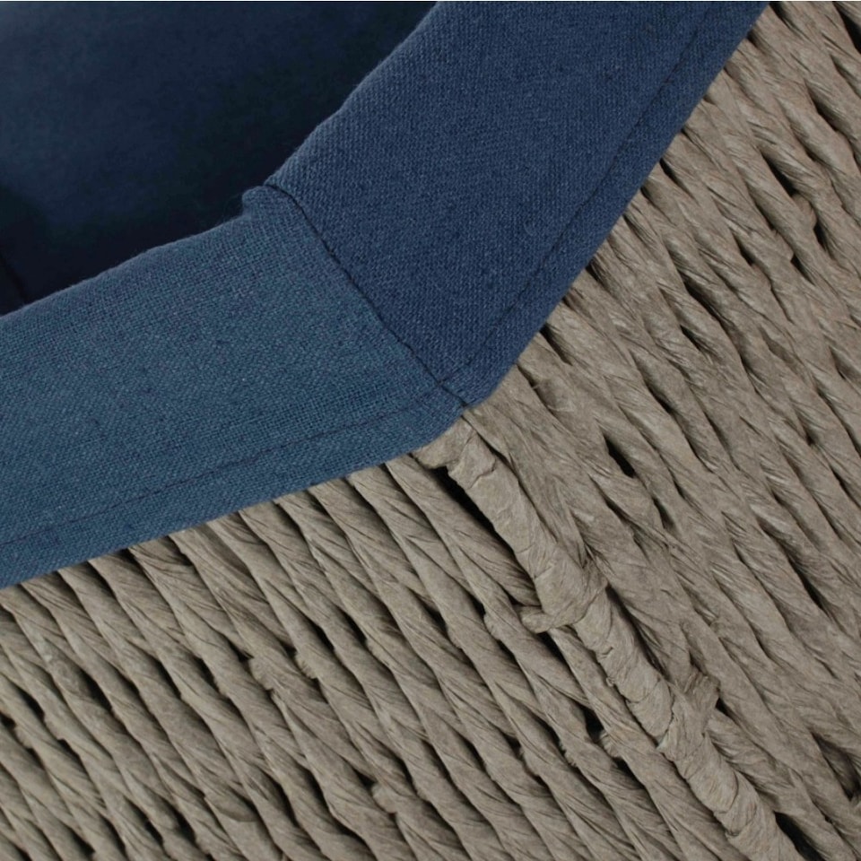 image 1 of Set of 4 Paper Rope Storage Basket with Navy Blue Cotton Lining | Blue | Blue | Not provided