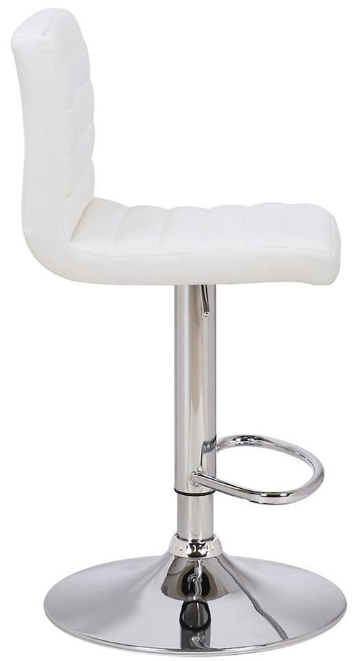 image 1 of Florentino Single Leather Kitchen Bar Stool, Chrome Footrest, Adjustable Swivel Gas Lift, Breakfast Bar & Home Barstool, White