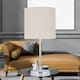 image 6 of First Choice Lighting Chrome Touch Operated Table Lamp with Natural Linen Shade Chrome | Brown