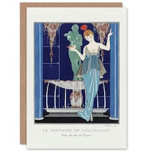 George Barbier Art Card Shell Fountain Vintage Fashion Advert