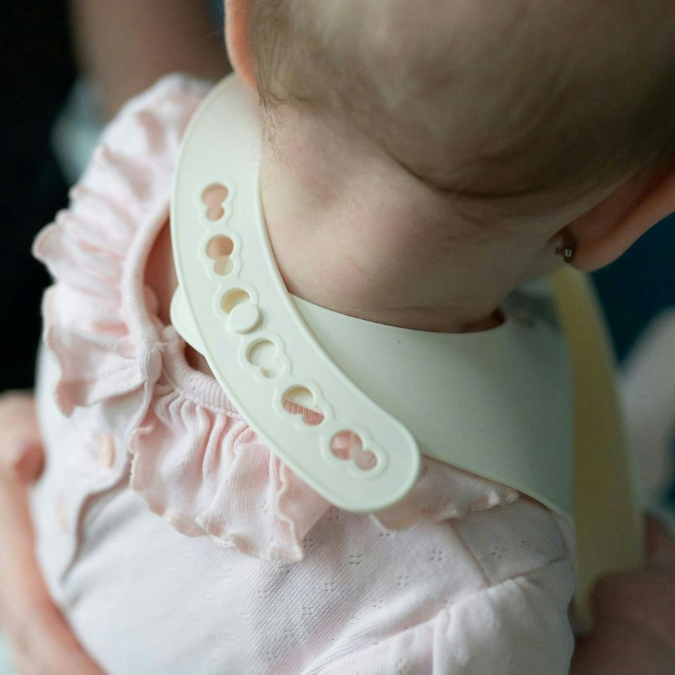 image 1 of Ziggle Silcone Catch It Bib Bunnies Cream | Cream | One Size | 1
