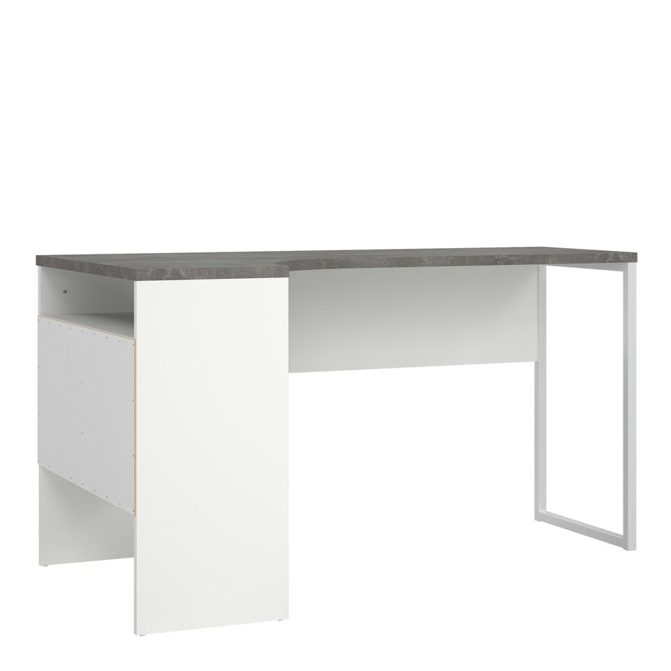 image 1 of Function Plus Corner Desk 2 Drawers in White and Grey