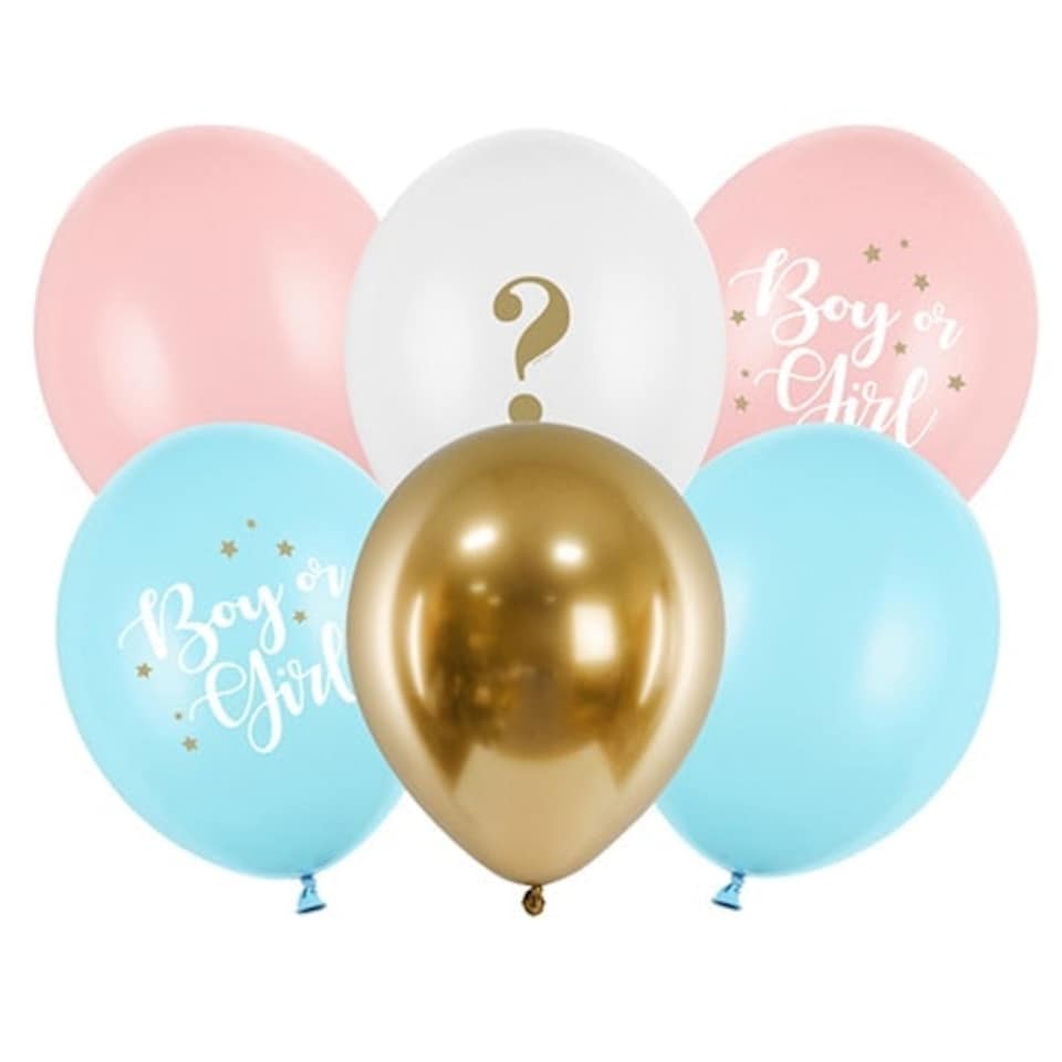 Gender Reveal Boy Or Girl Latex Balloons 30cm / 12 in - Pack of 6