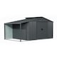 image 2 of Living and Home Galvanized Steel Storage Shed with skillion and lean-to roof
