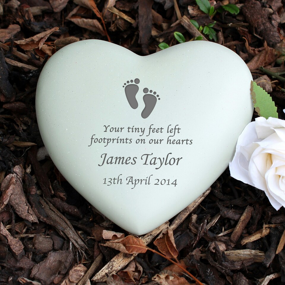 image 1 of Personalised Footprints Heart Memorial