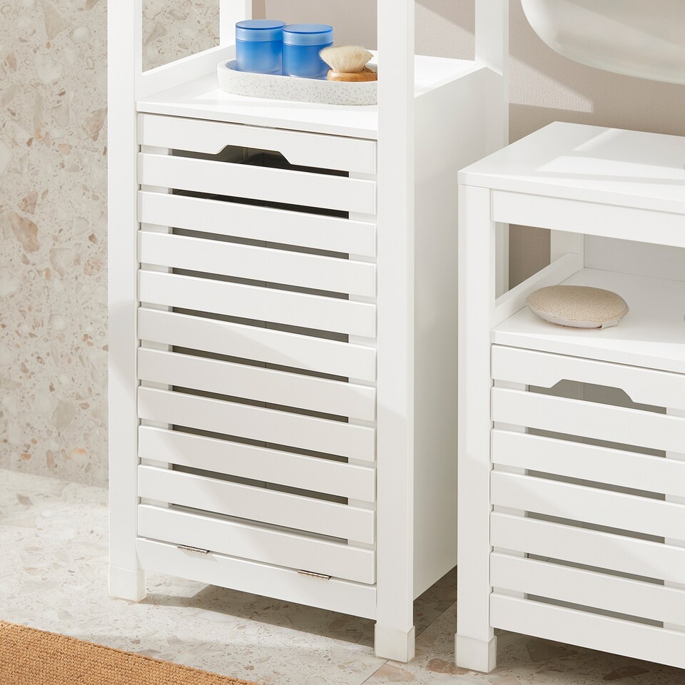 image 1 of SoBuy Bathroom Cabinet with Laundry Basket, White, 16.5x35.4x11.8 in, 12.8 kg - BZR67-W
