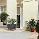 image 2 of 24cm Round Concrete Look Planter with Legs | Black | 1