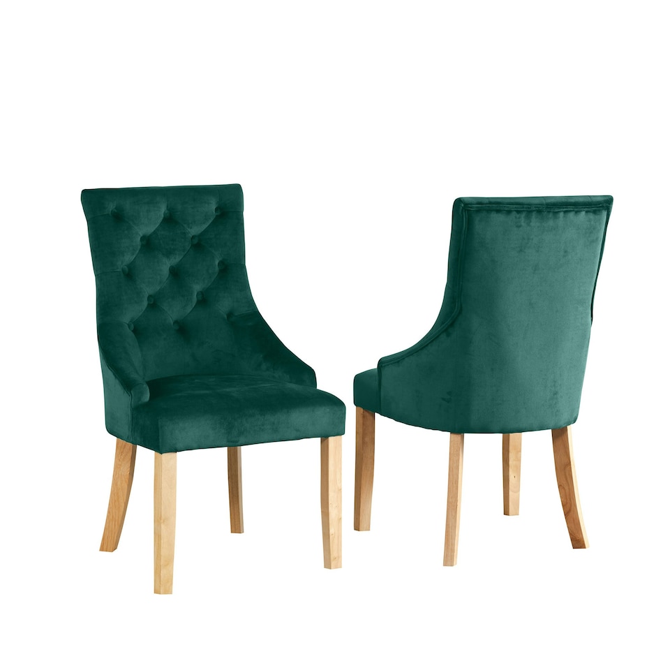 image 1 of Ravenna Velvet Dining Chairs - Set of 2 - Green
