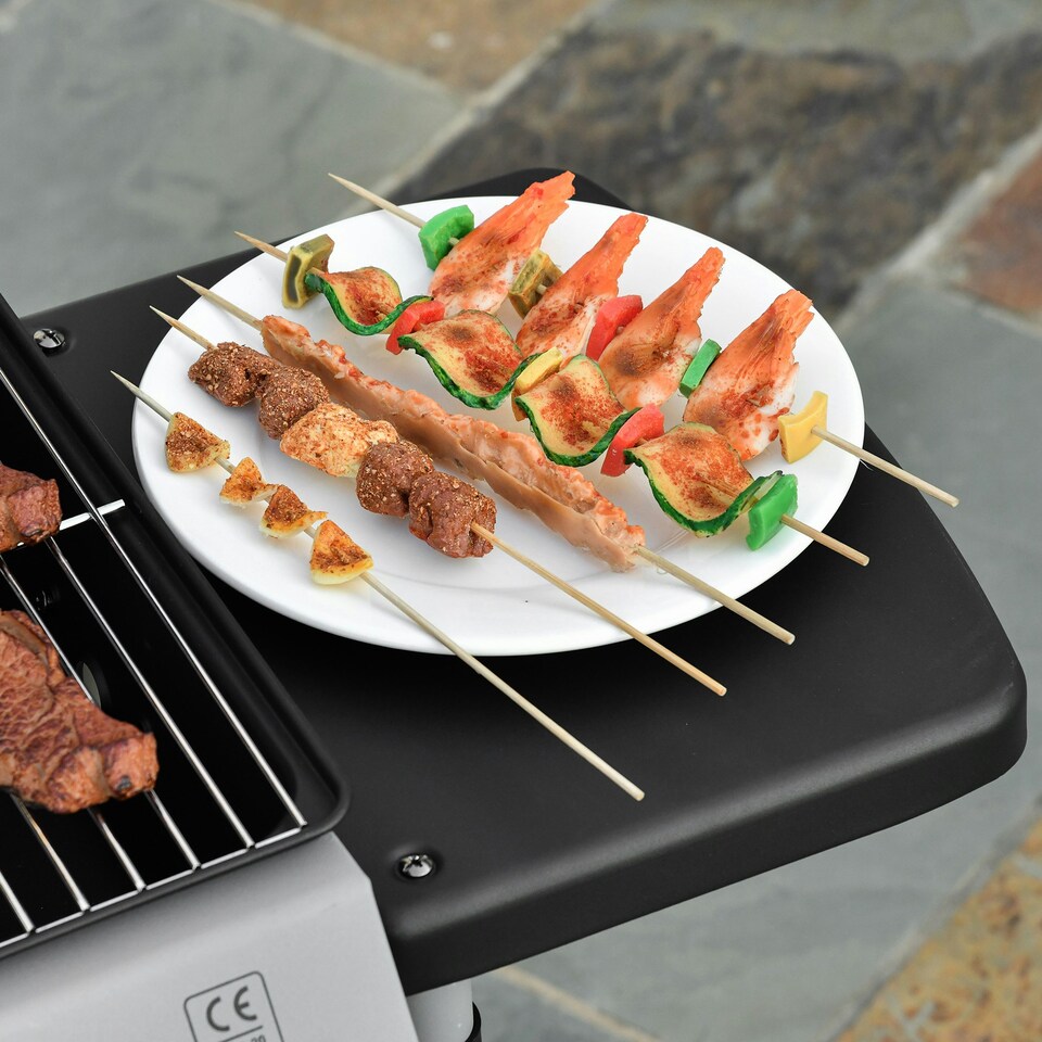 image 1 of Outsunny Propane Gas Barbecue Grill 2 Burner Cooking BBQ 5.6 kW w/ Side Shelves
