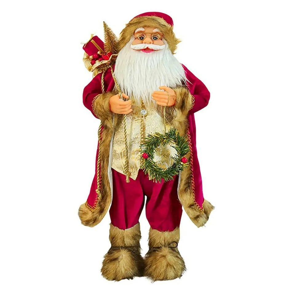 image 1 of Premier Standing Santa with Glasses Decoration - Burgundy - 40cm