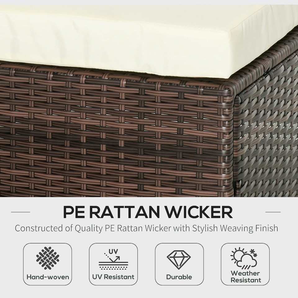 image 1 of Outsunny 5 Pieces Rattan Sofa Set Wicker Sectional Cushion Patio Brown Garden