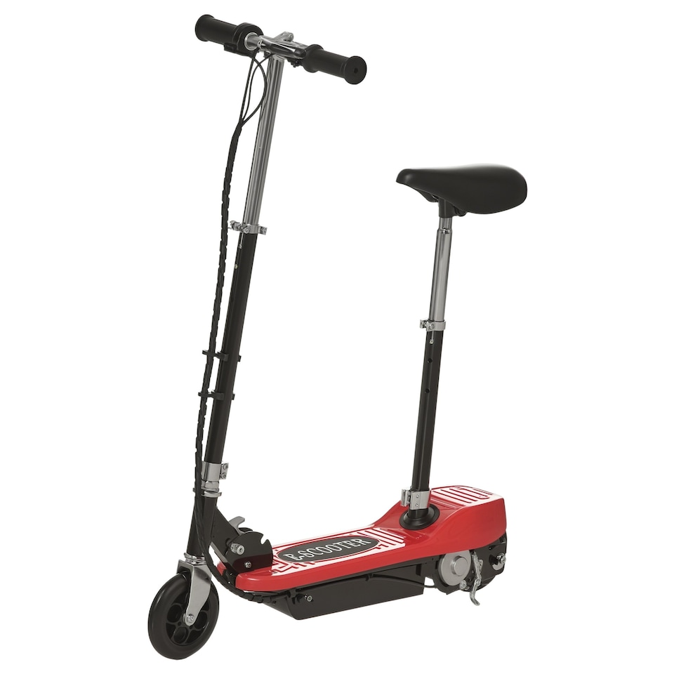 image 1 of HOMCOM Foldable Powered Scooter 120W w/ Adjustable Seat and Brake, Red
