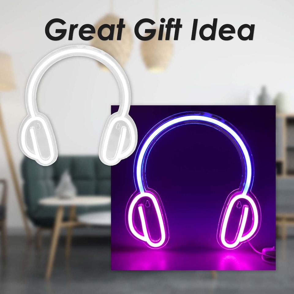 image 1 of PMS Headphone Neon Light USB Powered Multi-coloured - 28cm x 28cm