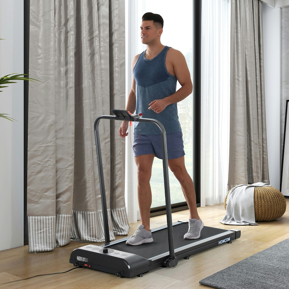 image 1 of HOMCOM Foldable Walking Treadmill w/ LED Display, Blue