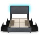 image 1 of COSTWAY Double Size Bed Frame with Lights and Charging Grey