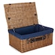 image 5 of 56cm Double Steamed Wicker Picnic Basket with Lining Blue | Blue | One Size