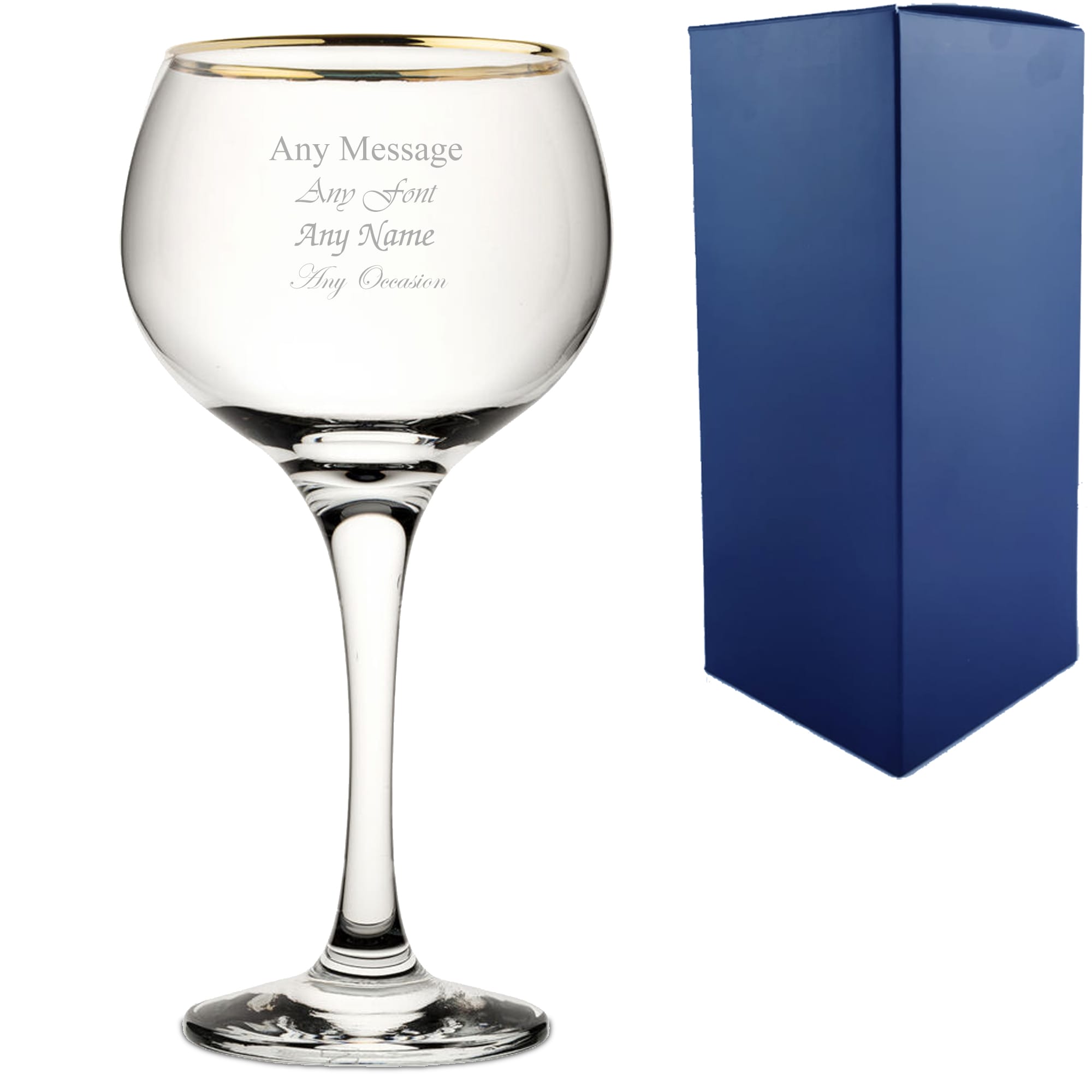 Uniqueful Personalised 19.7oz Gold Rim Ambassador Gin Balloon Glass Birthday