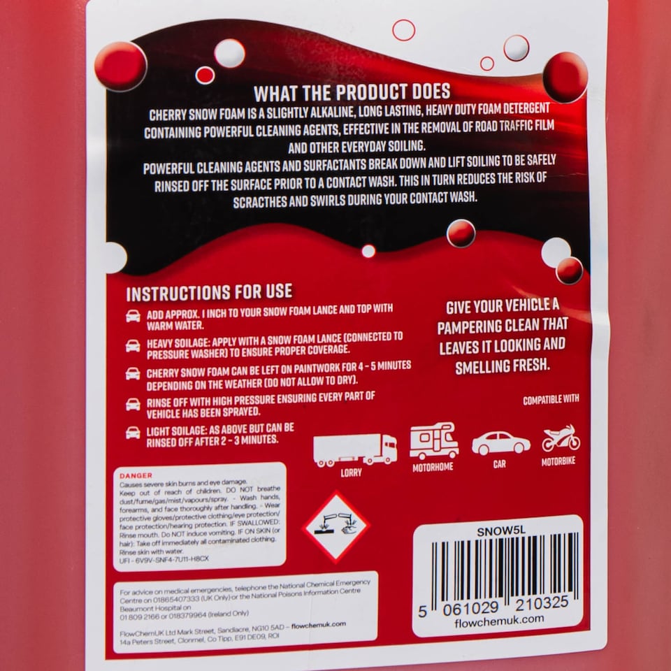 image 1 of 5 Litres Cherry Snow Foam Car Shampoo for All Vehicles
