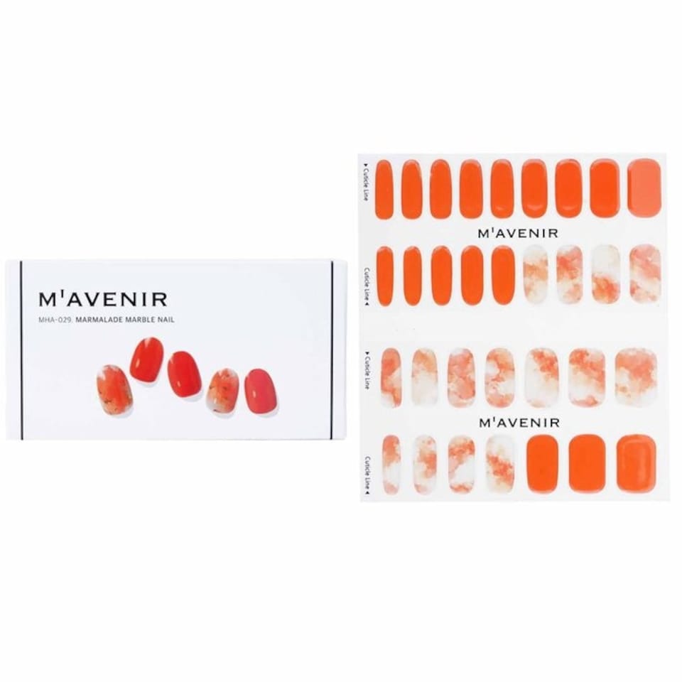 image 1 of Nail Sticker (orange) - # Marmalade Marble Nail - 32pcs Orange