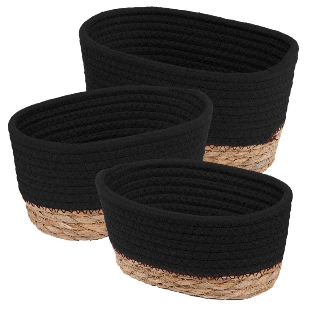 Tulla Seagrass Basket Set Charcoal