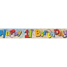 Happy 11th Birthday Prismatic Foil Banner 365cm