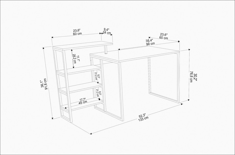 image 1 of Decorotika Rino 133 cm Computer Desk with Included Shelving Unit